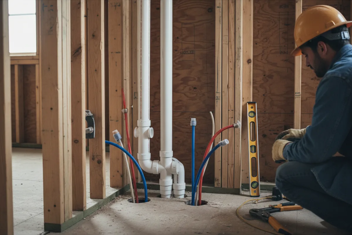 Drain and supply rough-in during Leak Detection in Wathena